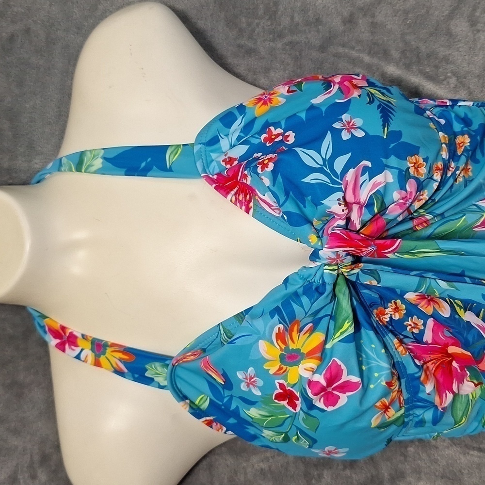 Tropica Floral Blue Women's One Piece Swimsuit - Picture 4 of 12